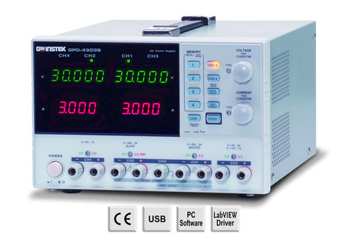 GW-INSTEK GPD-3303S 195 W, 3-Channel, 0-30 V, 2.5/3.3/5 V, Programmable Linear D.C. Power Supply