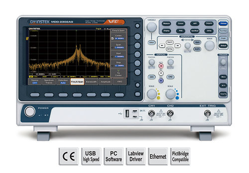 GW-INSTEK MDO-2302A 300 MHz  8\', 2CH, 2GSa/s, 20 MHz Memory Length + Spectrum Analyzer