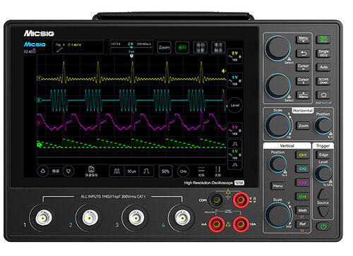Micsig MHO14-200 Digital oscilloscope, 12bit, 200MHz, 4CH, 1GSa/s, 110Mpts