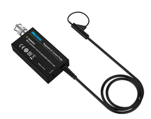 Micsig RCP600M-200 Rogowski current probe. Peak Current 600 Apk, 5 Hz - 25 MHz, Sensitivity 10 mV/A (100X), Peak di/dt 40 kA/?s, Coil diameter 4.5 mm; length 200 mm