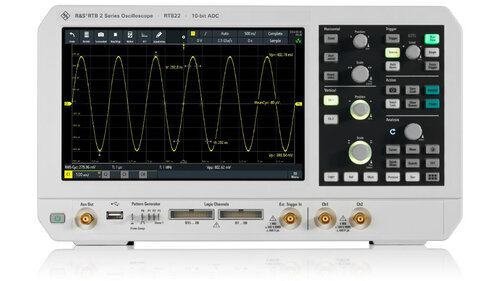 R&S RTB24-100 Digital 4 channel oscilloscope, 100 MHz bandwidth up to 2,5 GSa/s, up to 20MSa, includes 10 bit RTB®-B6 ARB Generator and RTB®-K15 History and segmented memory