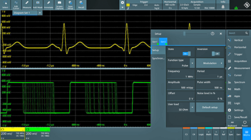 R&S MXO5C-B6 Arbitrary Waveform Generator with 14 bit resolution, 2 analog channels, 100 MHz bandwidth, 40 Mpts/Ch memory, 500 MSa/s sampling rate (software license)