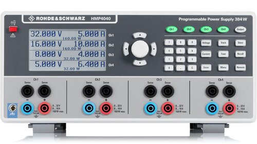 R&S HMP4040 Four-channel power supply, 0V to 32V, max. 10A per channel, max. 384W total