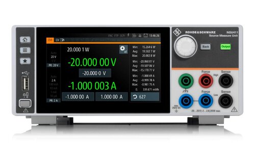 R&S NGU411-G Four-quadrant source measure unit, -20 V to 20 V, max. ±2 A, max. 20 W, electronic load (max. 20 V/2 A/20 W), USB/LAN and GPIB