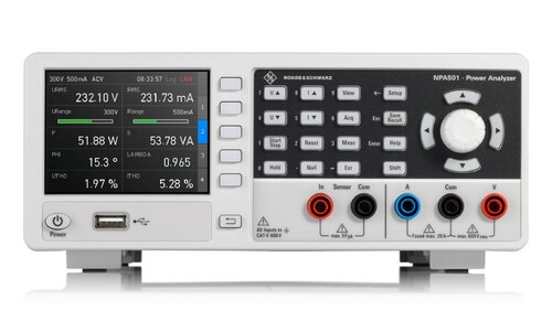 R&S NPA501 Power analyzer, DC to 100 kHz, max. 600 V, max. 20 A, 50 µW to 12 kW, analog/digital inputs/outputs, USB/LAN interface