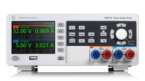 R&S NGE102B 2-channel power supply, 0 to 32 V / 3 A, max. 66 W, USB interface