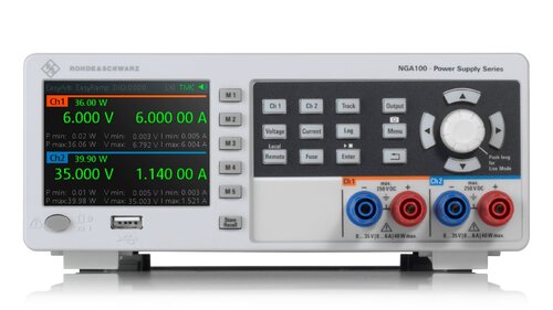 R&S NGA102 Two-channel power supply 0 V to 35 V, max. 6 A max. 40 W per channel (80 W total) resolution, USB/LAN