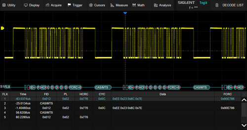 Siglent SDS5000L-FlexRay FlexRay trigger & decode (software)
