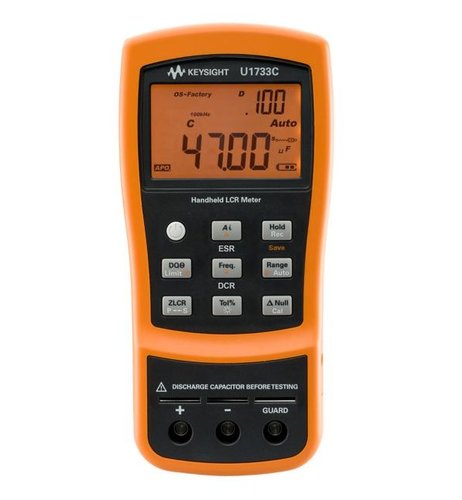 Keysight U1733C LCR Meter, handheld, 20000 count, dual display, 100Hz/120Hz/1KHz/10KHz/100KHZ